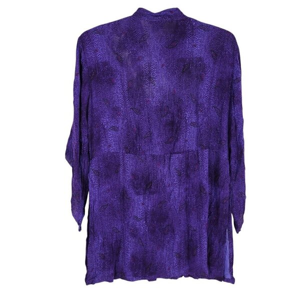 Endless Knot Art Purple Button Up Tunic Top Large Artsy Boho Hippie lagenlook - Picture 3 of 3